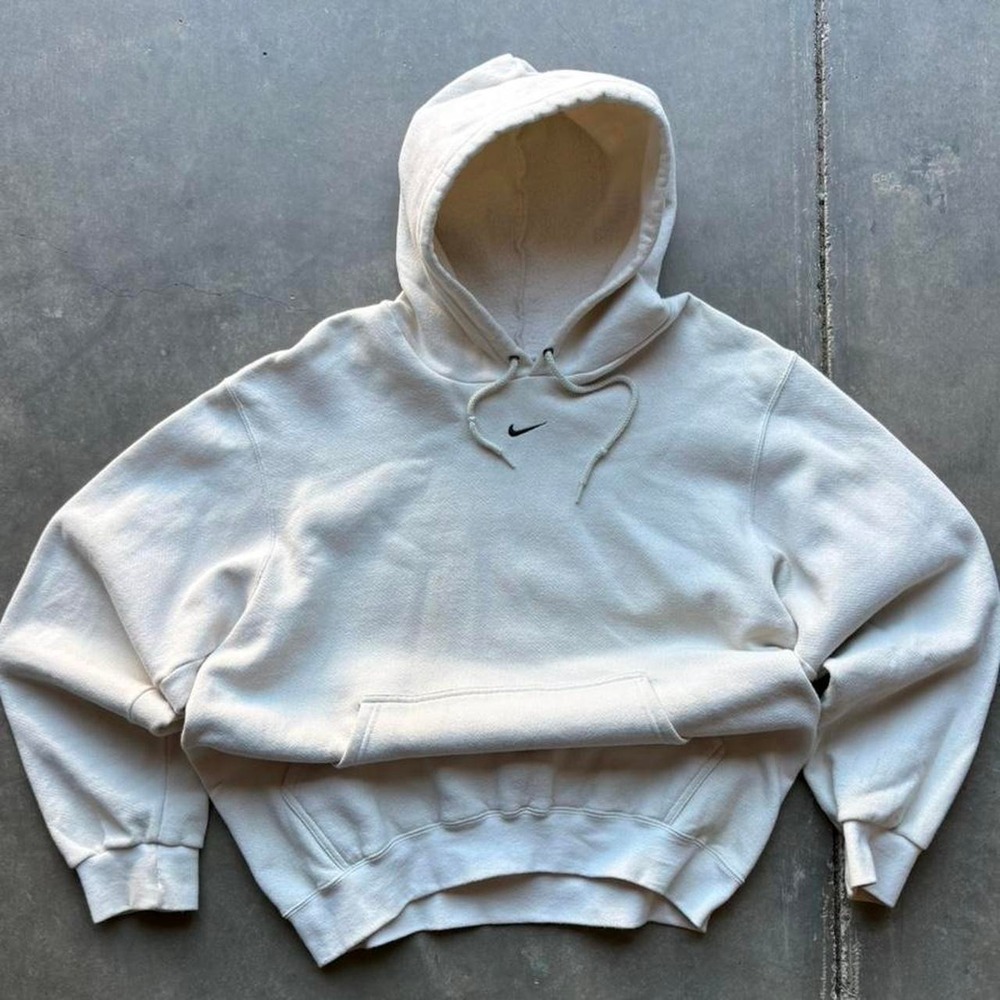 Vintage Rare Cream Nike Center Swoosh Hoodie
